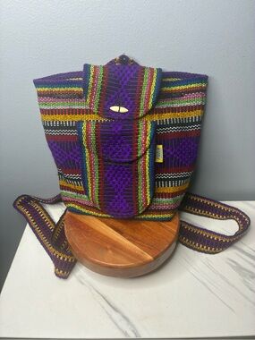 Pinzon Woven Backpack Purple Multicolor Festival Boho Bag